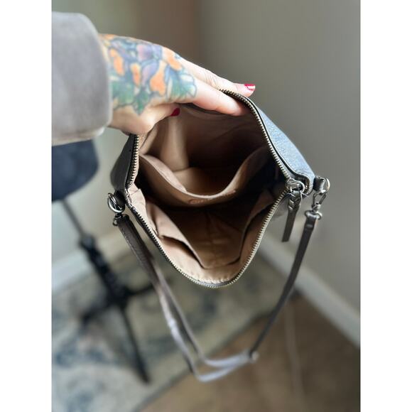 THE SAK Oleta Grey Embossed Leather Crossbody Handbag - Picture 5 of 6